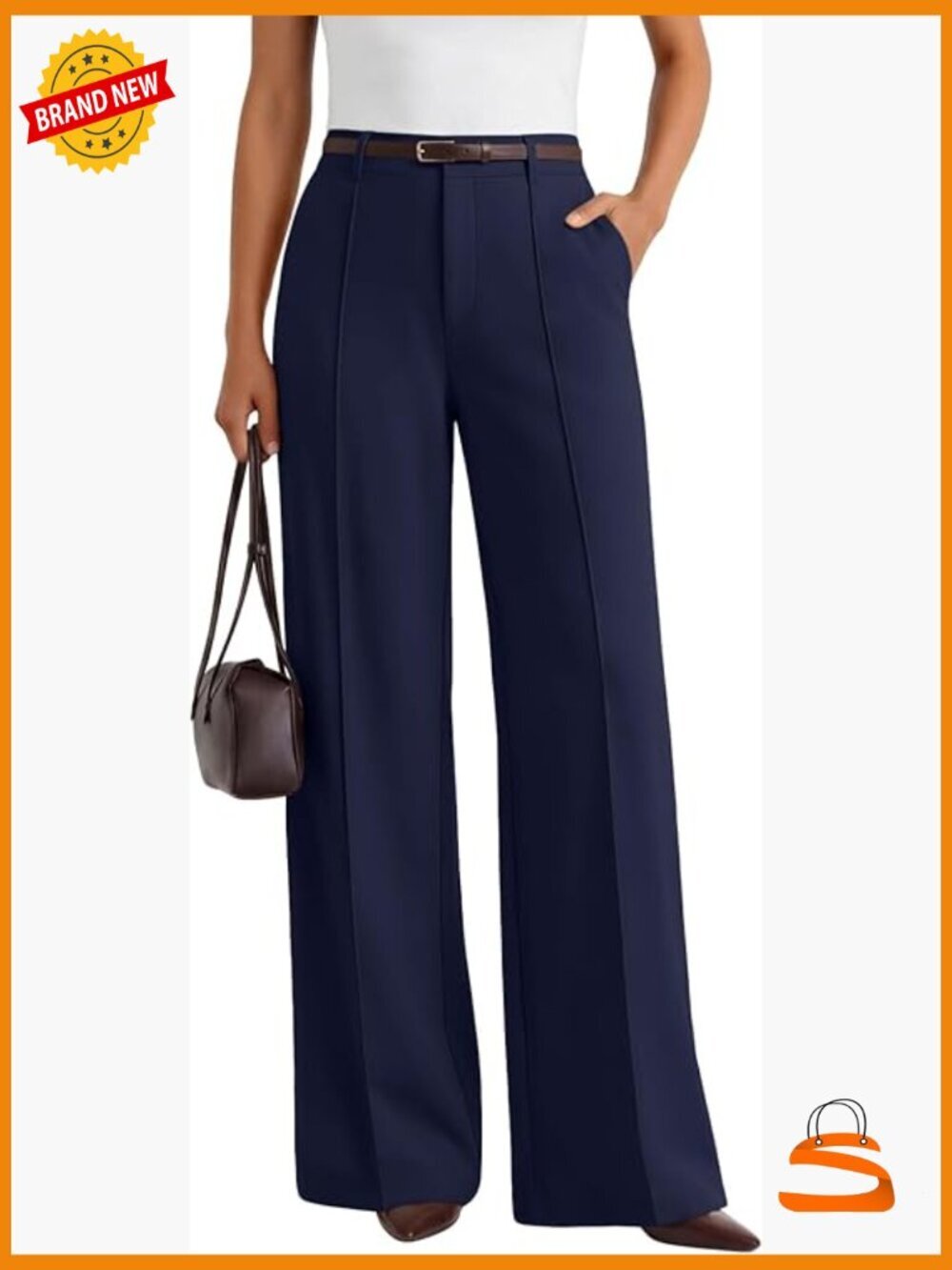 High Waisted Wide Leg Dress Pants Trousers with Pockets
